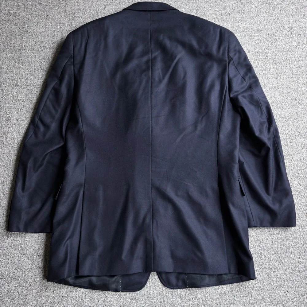 Tommy Hilfiger Blazer Mens 42R Navy Blue Silk Wool Blend Gold Crest Buttons